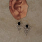 925 Sterling Silver Black Onyx Vintage Motif Statement Earrings