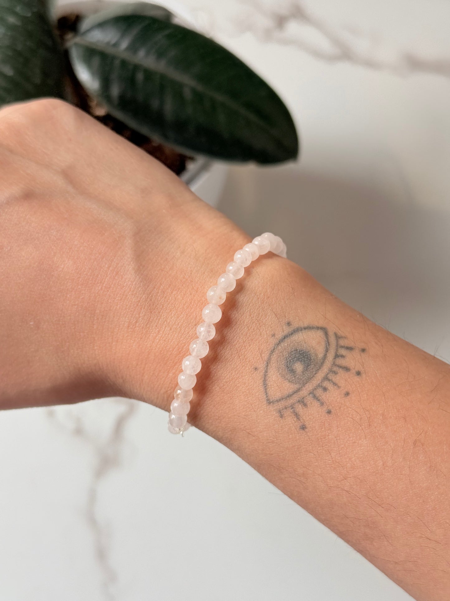 Rose Quartz 4mm Natural Crystal Bracelet