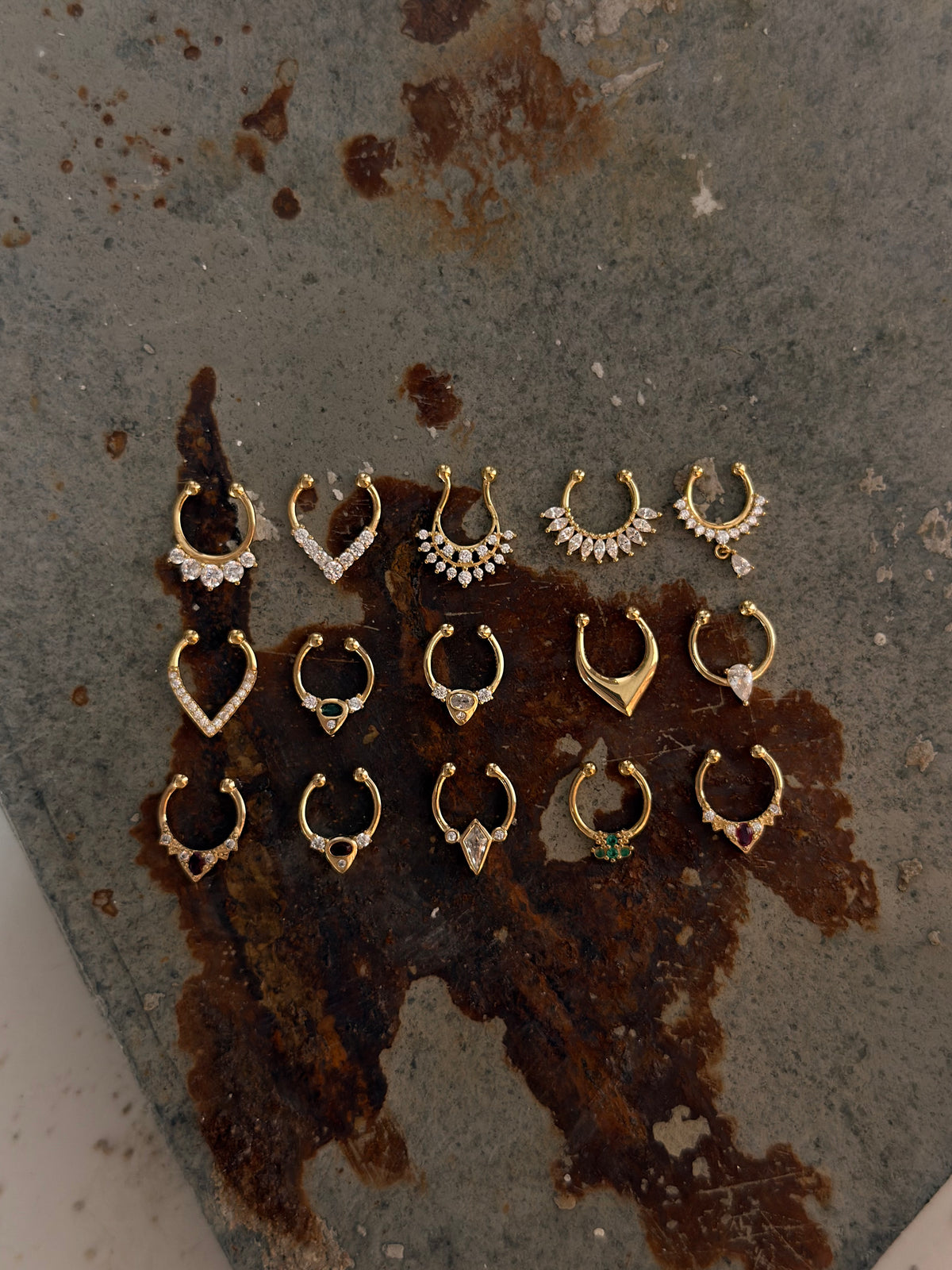 925 Sterling Silver Gold Vermeil Pink Cz Septum Clip ons