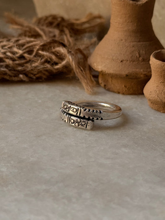925 Sterling Silver Bohemian Hill Tribe Handcrafted Adjustable Ring
