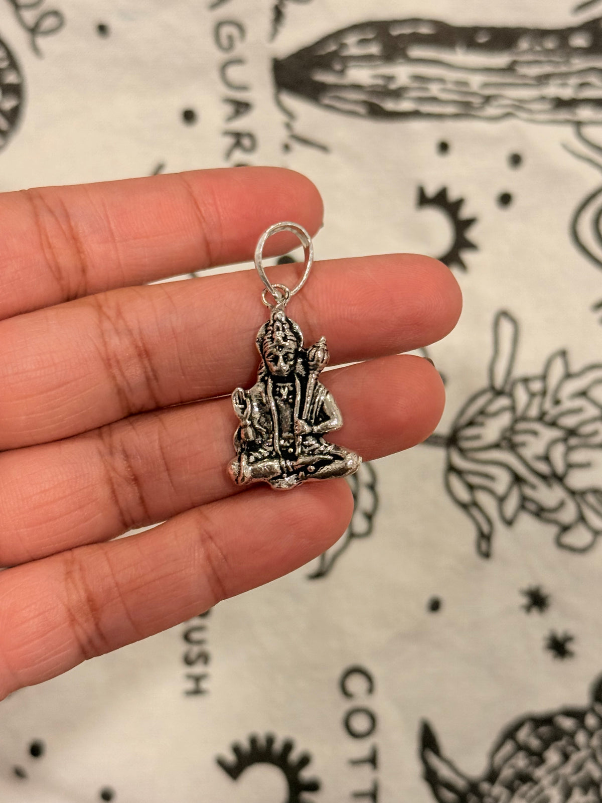 925 Sterling Silver Hanuman Ji Sitting Position Pendant