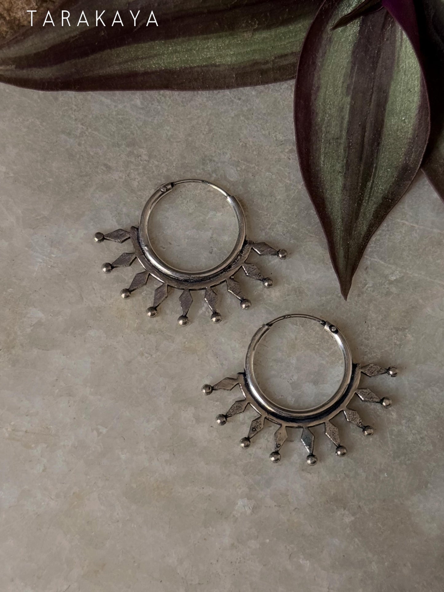 925 Sterling Silver Tribal Hoops Earrings- Tatvam