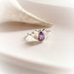Sterling Silver Amethyst Ring with Lotus Design