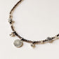 925 Sterling Silver Smokey Quartz 2mm & Hill Tribe Coin Charm & Silver Beads Handcrafted Necklace