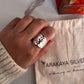 Handcrafted chunky silver ring with hammered texture