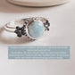 Cherry blossom design silver ring featuring a Larimar gemstone