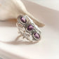 Elegant 3 Stone Amethyst Silver Ring for Empowerment 