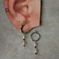 925 Sterling Silver Hessonite 2mm Fresh Water Pearl Hoops Earrings