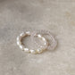 Natural Crystal Stretchy Light Shade Rose Quartz 2mm & Fresh Water Pearl Rings
