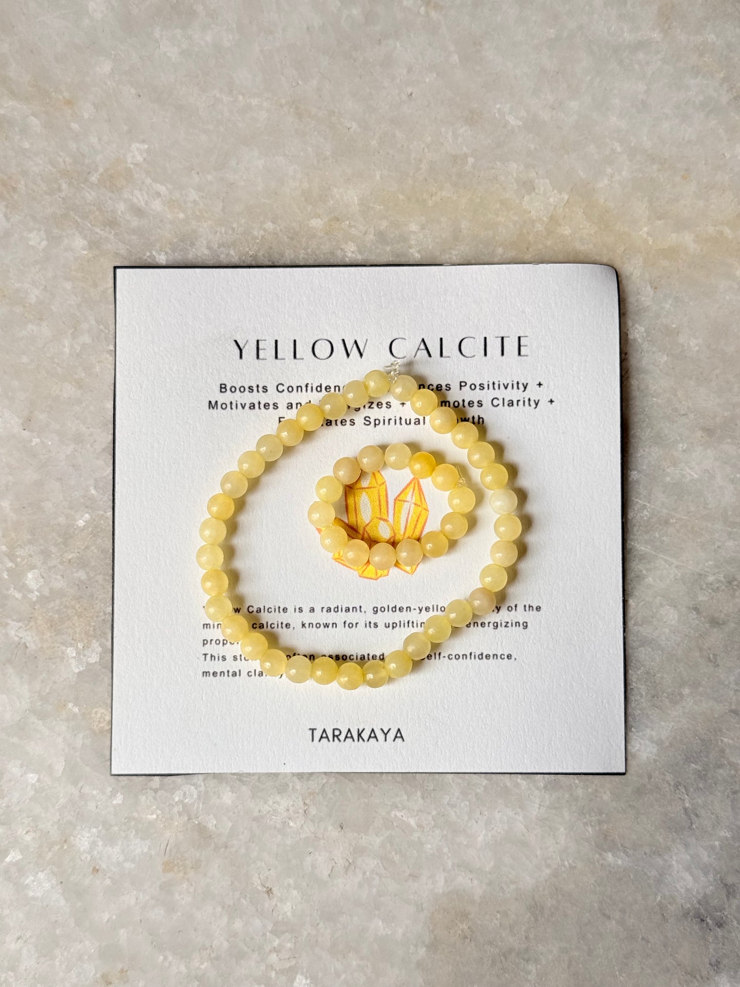 Natural Crystal Yellow Calcite 4mm Stretchy Rings & Bracelet