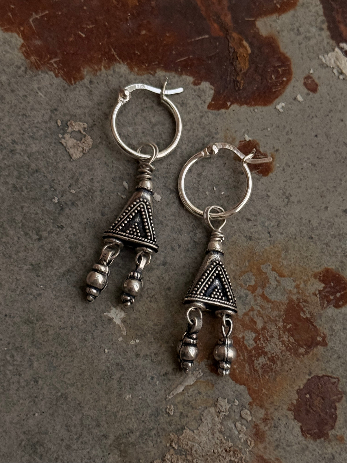 925 Sterling Silver Handcrafted Mandali Rawa Hoops Earrings