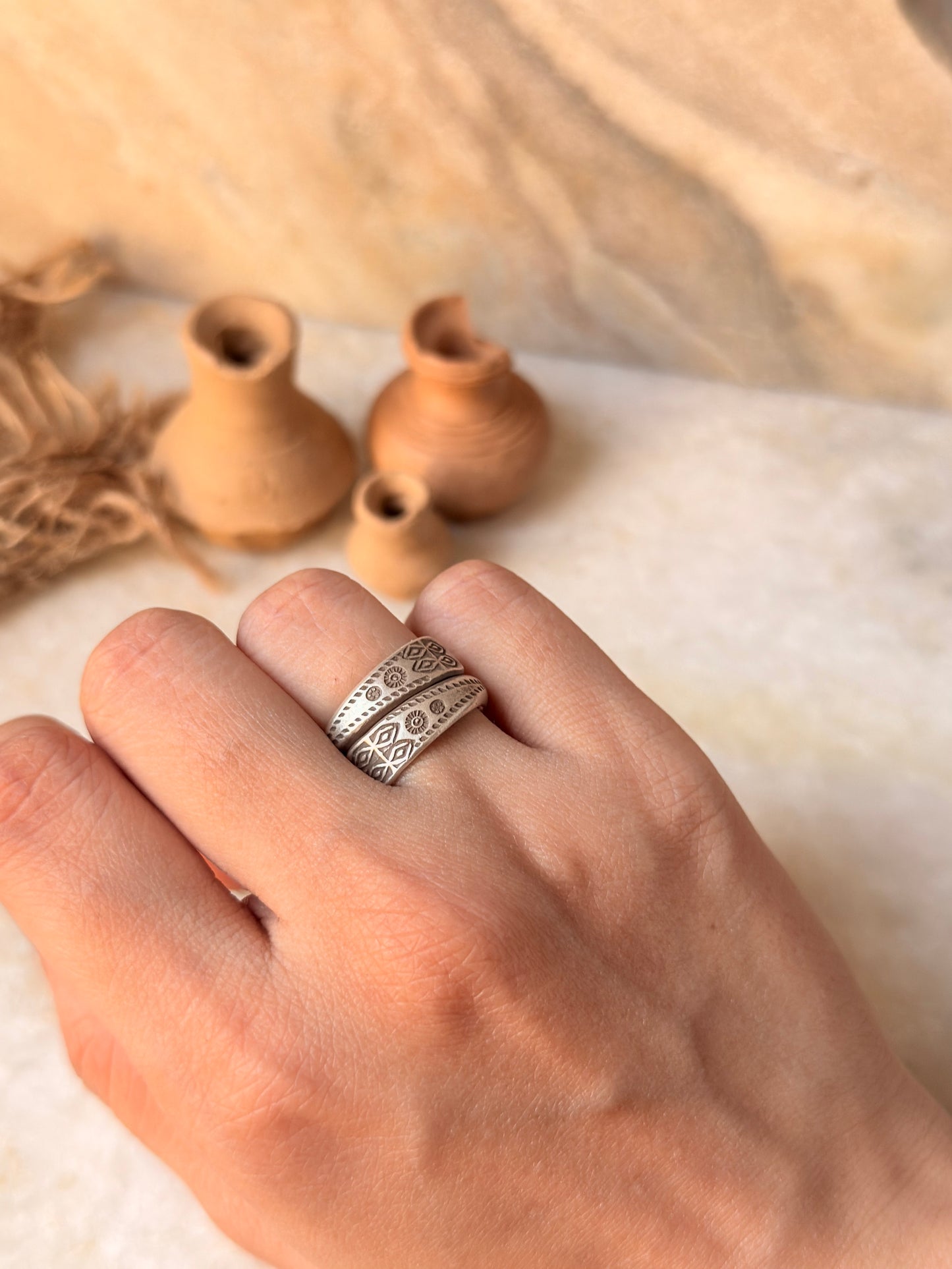 925 Sterling Silver Bohemian Hill Tribe Handcrafted Adjustable Ring