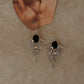 925 Sterling Silver Black Onyx Vintage Motif Statement Earrings