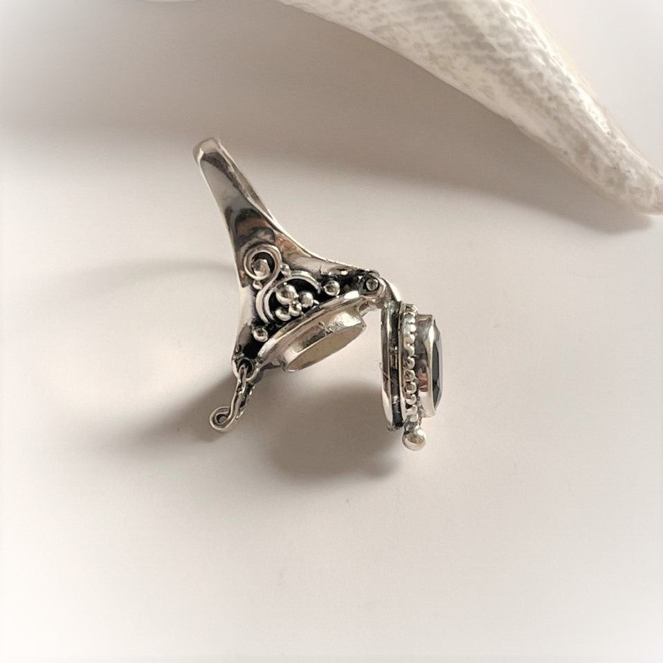 Timeless Black Onyx Vintage Storage Ring in Silver
