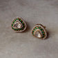 925 Sterling Silver Gold Plated Antique Moissanite Polki Green Kundan Triangle Studs Earrings