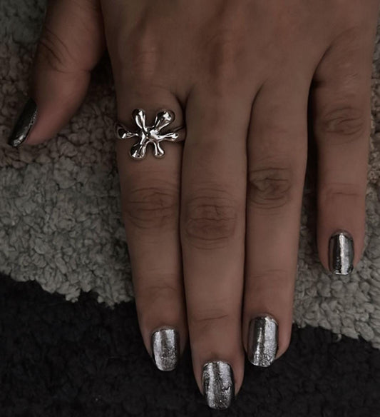 925 Sterling Silver Molten Drip Ring for a Bold, Modern Look