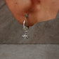 925 Sterling Silver Blue Topaz North Star Removable Charm -Plain Huggies/ Small Hoops
