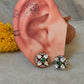925 Sterling Silver Gold Plated Moissanite Polki Green Onyx Studs Earrings