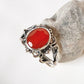 Carnelian big statement silver ring with intricate design