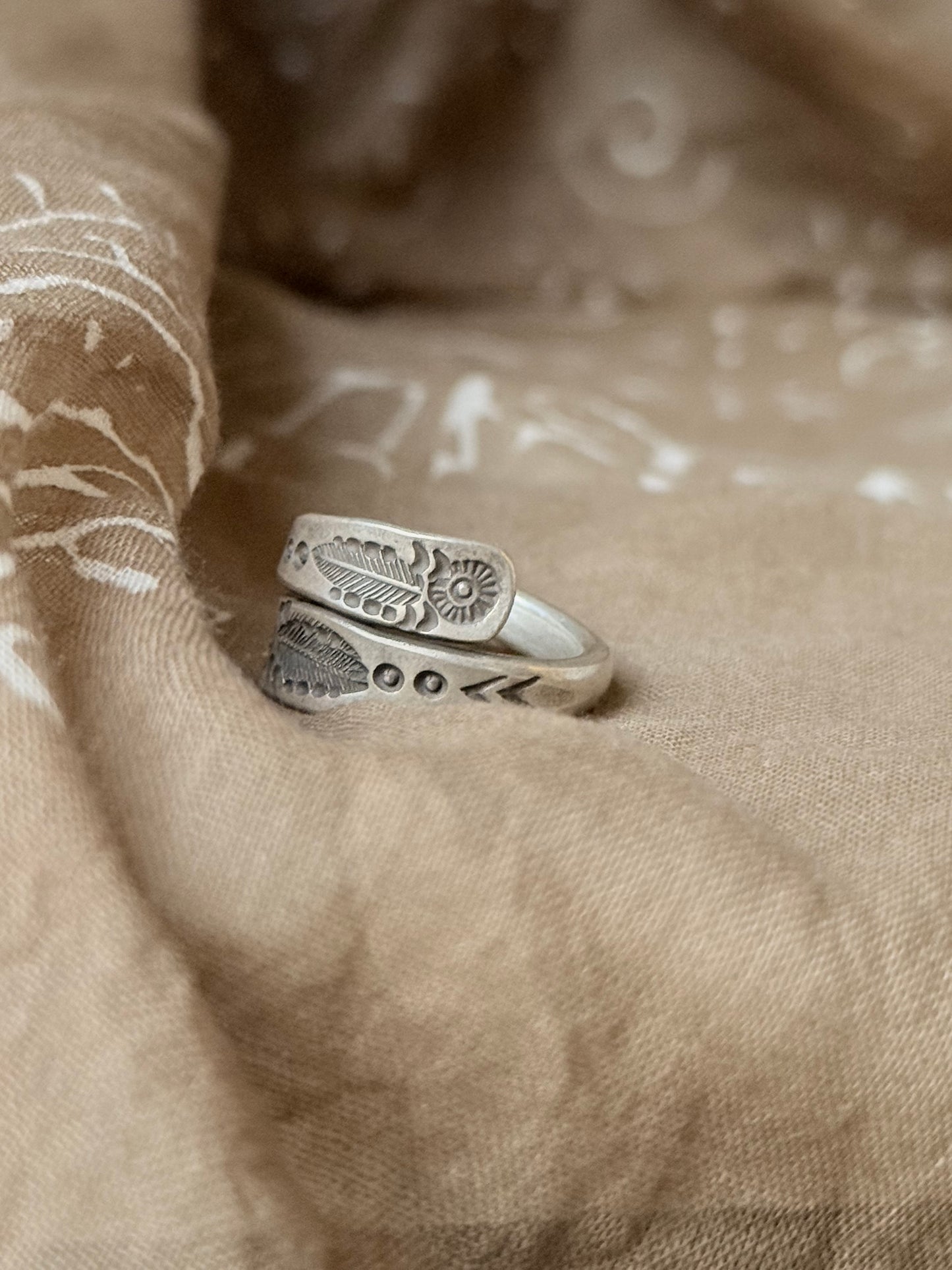 925 Sterling Silver Bohemian Hill Tribe Handcrafted Wild Sage Adjustable Ring
