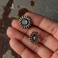 925 Sterling Silver Moonstone Big Sun Stud Earrings