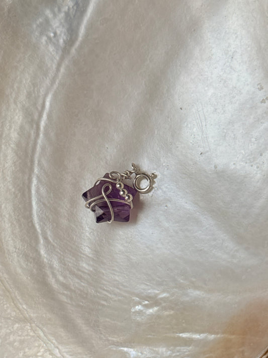 925 Sterling Silver Amethyst Star Wire Wrapped Handcrafted Pendant