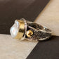 925 Sterling Silver Baroque Pearl Rustic Fusion Handcrafted Ring