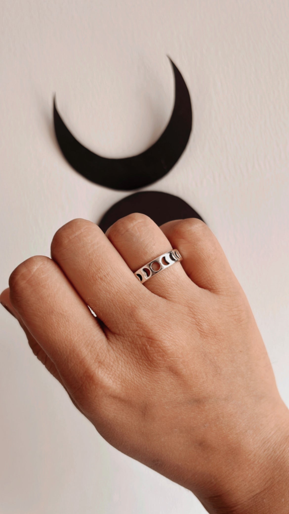 Sterling Silver Moon Phases Band Ring
