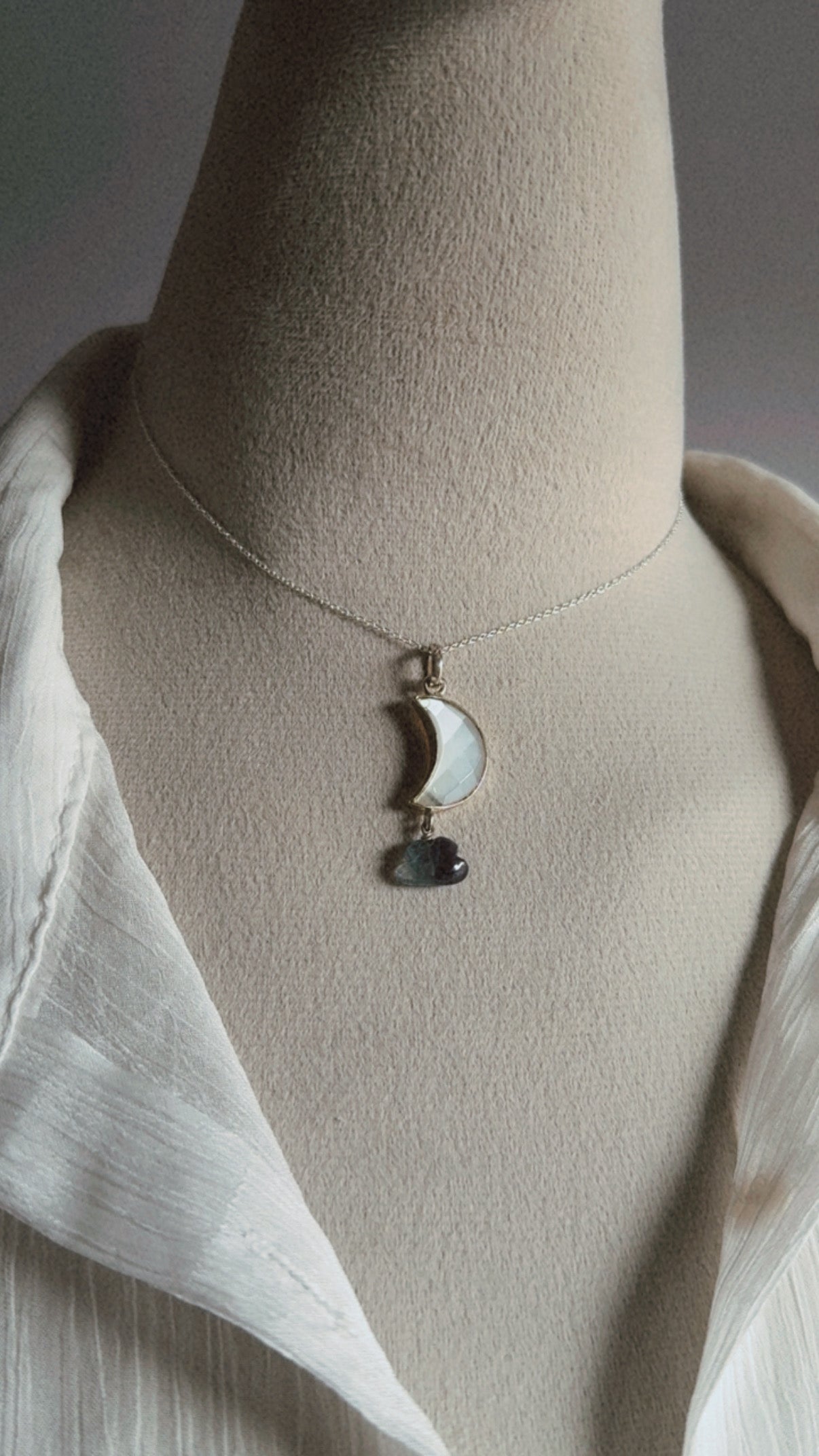 Moonstone Moon Fluorite Cloud 925 Sterling Silver Pendant
