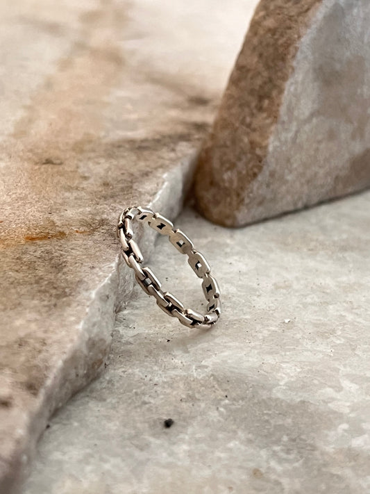 Thin Link Band 925 Sterling Silver Ring