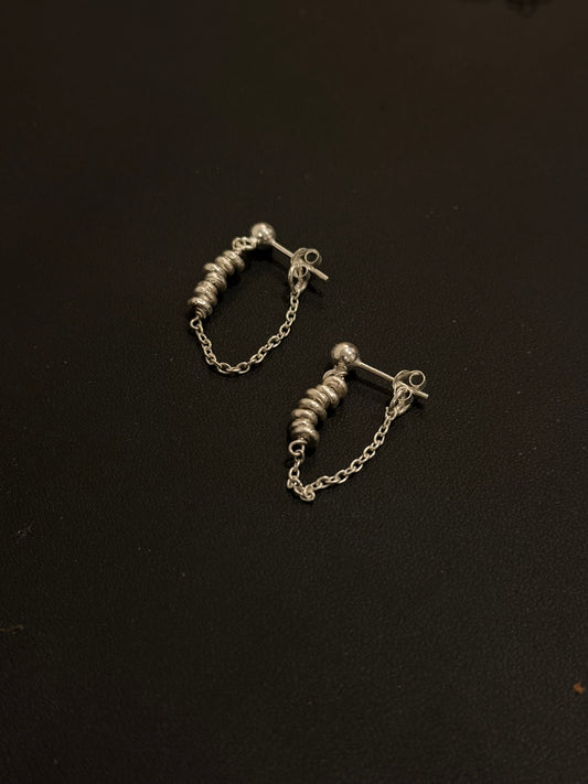 925 Sterling Silver Hill Tribe molten Beads Chunky Chain Connector Studs