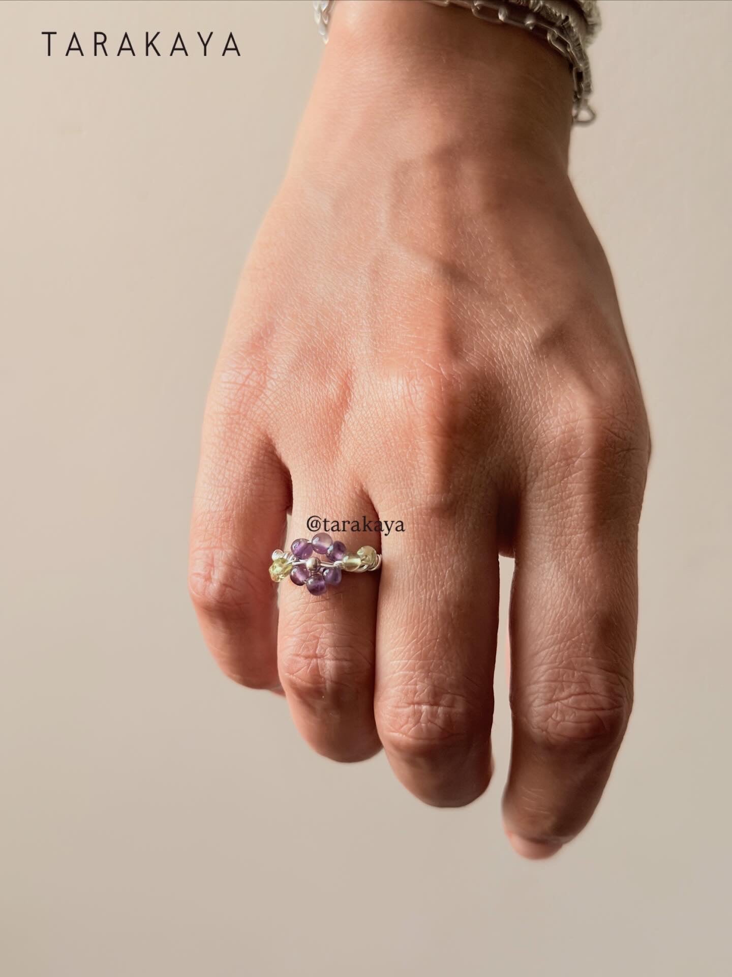 925 Sterling Silver Amethyst & Peridot Floral Wire Wrapped Handcrafted Ring