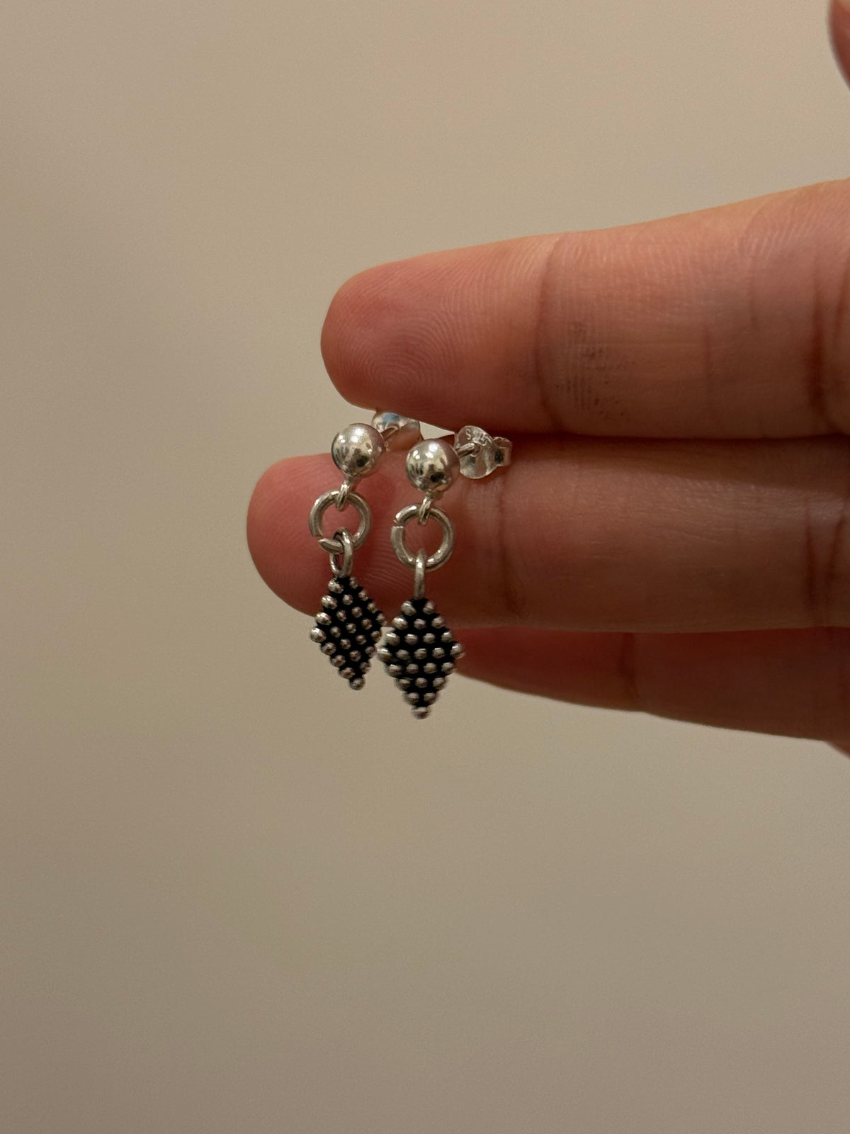 925 Sterling Silver Tribal Rawa Handcrafted Minimal Studs Earrings