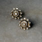 925 Sterling Silver Gold Plated Antique Moissanite Polki Flower Earrings on a grey surface.