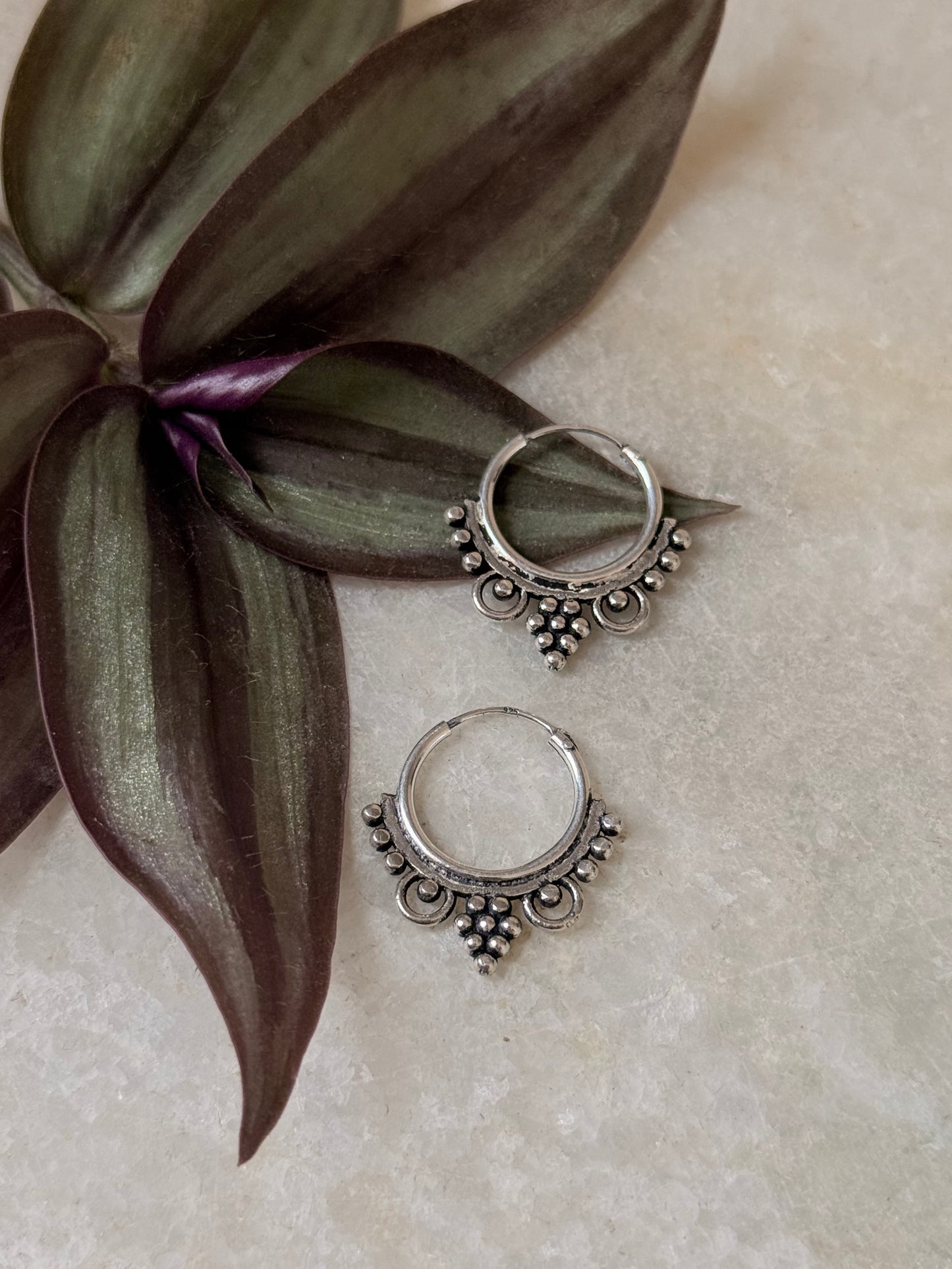 925 Sterling Silver Tribal Hoops Earrings Design 2