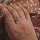 Floral Leaf Embellished Silver Ring