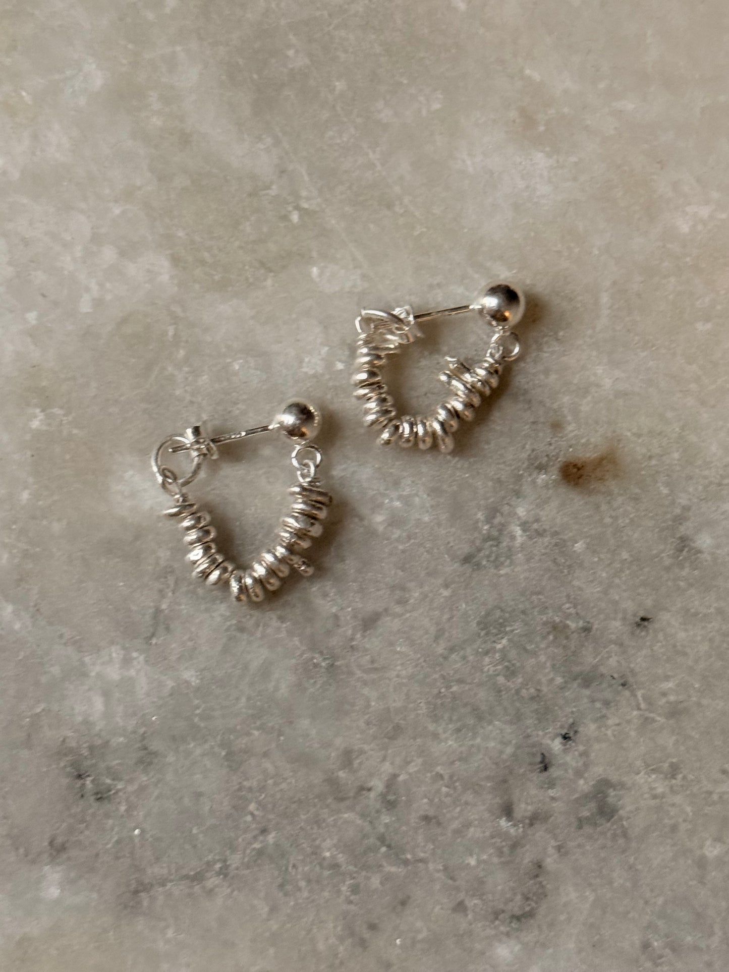 925 Sterling Silver Hill Tribe Molten Silver Beads Handcrafted Chunky Connector Studs