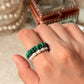 Natural Crystal Stretchy Malachite Flat 3-4mm & Fresh Water Pearl Rings