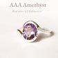 Amethyst Oval Faceted Cross Band Silver Ring