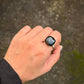 925 Sterling Silver Black Onyx Square Prong Setting Contemporary Style Ring