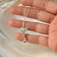 925 Sterling Silver Aquamarine Butterfly, Clear Quartz Drop Handcrafted Necklace