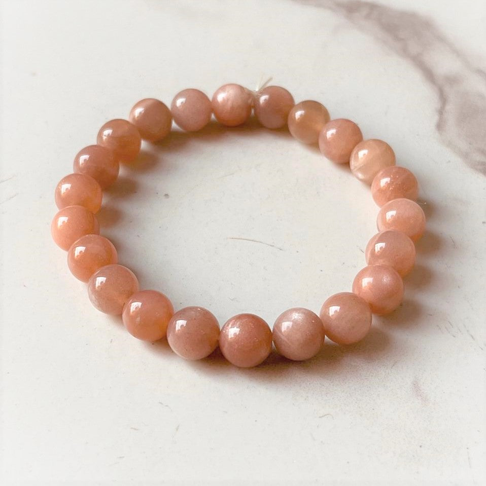 Peach Moonstone Healing Crystal Bracelet 8MM