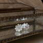 925 Sterling Silver Mother of Pearl Flower Craved - White Topaz Tiny Studs- 2 in 1