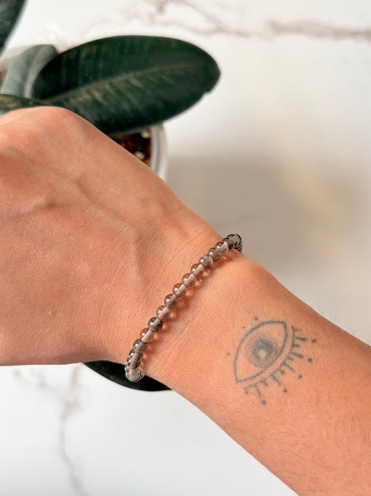 Natural Crystal Smokey Quartz 4mm Bracelet