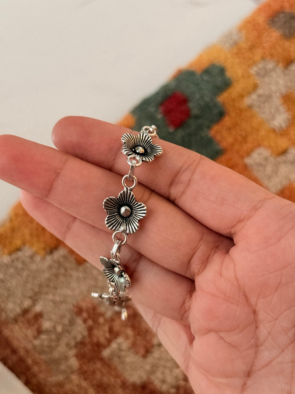 925 Sterling Silver Big Flower Bracelet