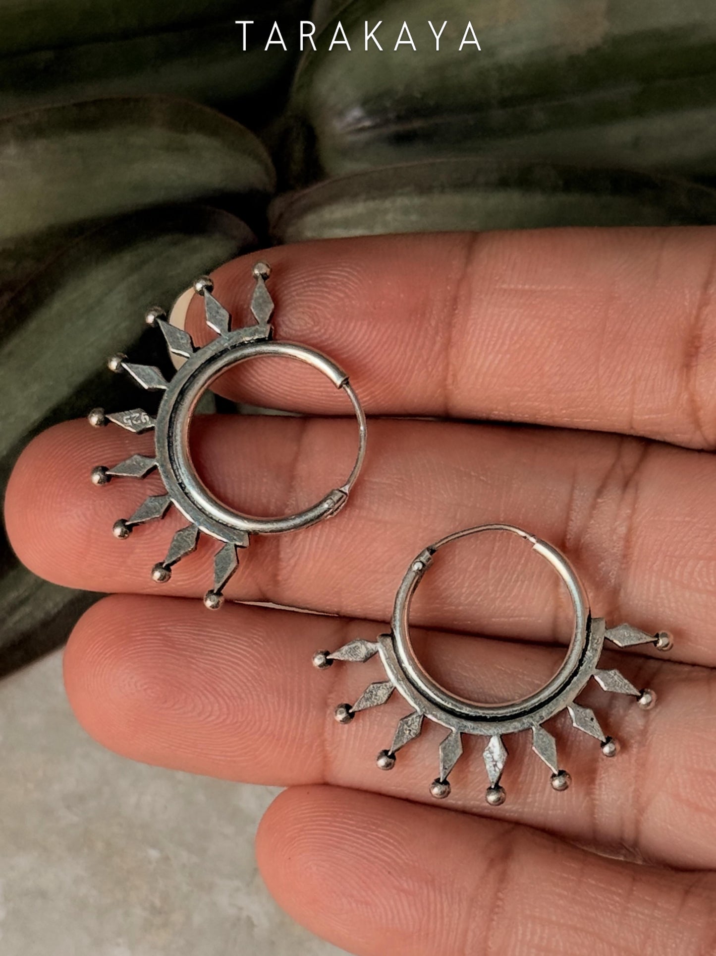 925 Sterling Silver Tribal Hoops Earrings- Tatvam