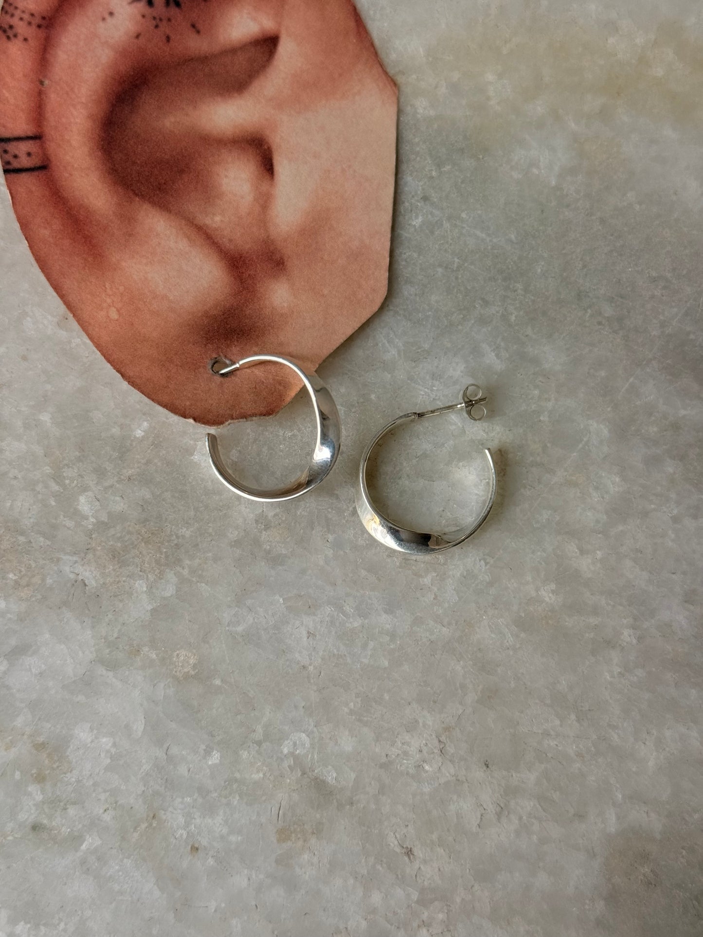 925 Sterling Silver Italian Twist Half Hoops