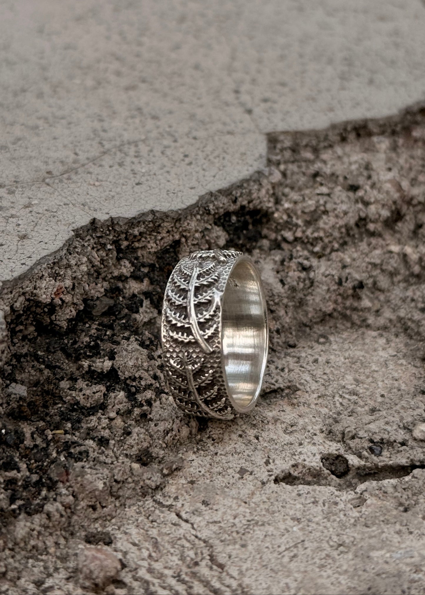 925 Sterling Silver Forest Fern Band Ring