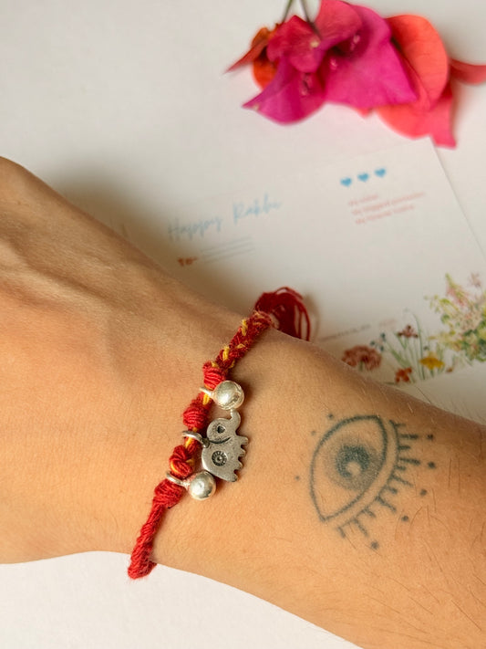 925 Sterling Silver Hill Tribe Hathi charm With Ghungroo / Musical charms - Reusable as Charm  Handcrafted Rakhi