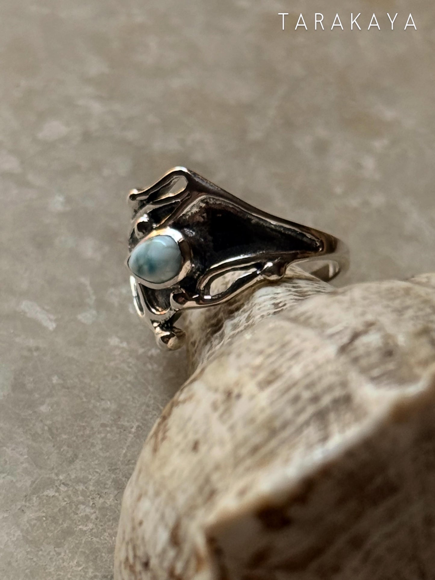 925 Sterling Silver New Larimar Molten Drip Ring
